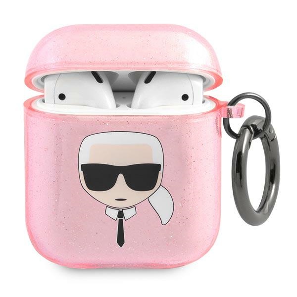 Karl Lagerfeld KLA2UKHGP чехол AirPods розовый Glitter Karl`s Head