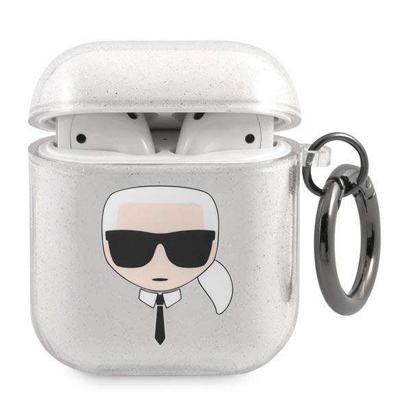 Karl Lagerfeld Glitter Karl's Head чехол для AirPods 1/2 - серебряный