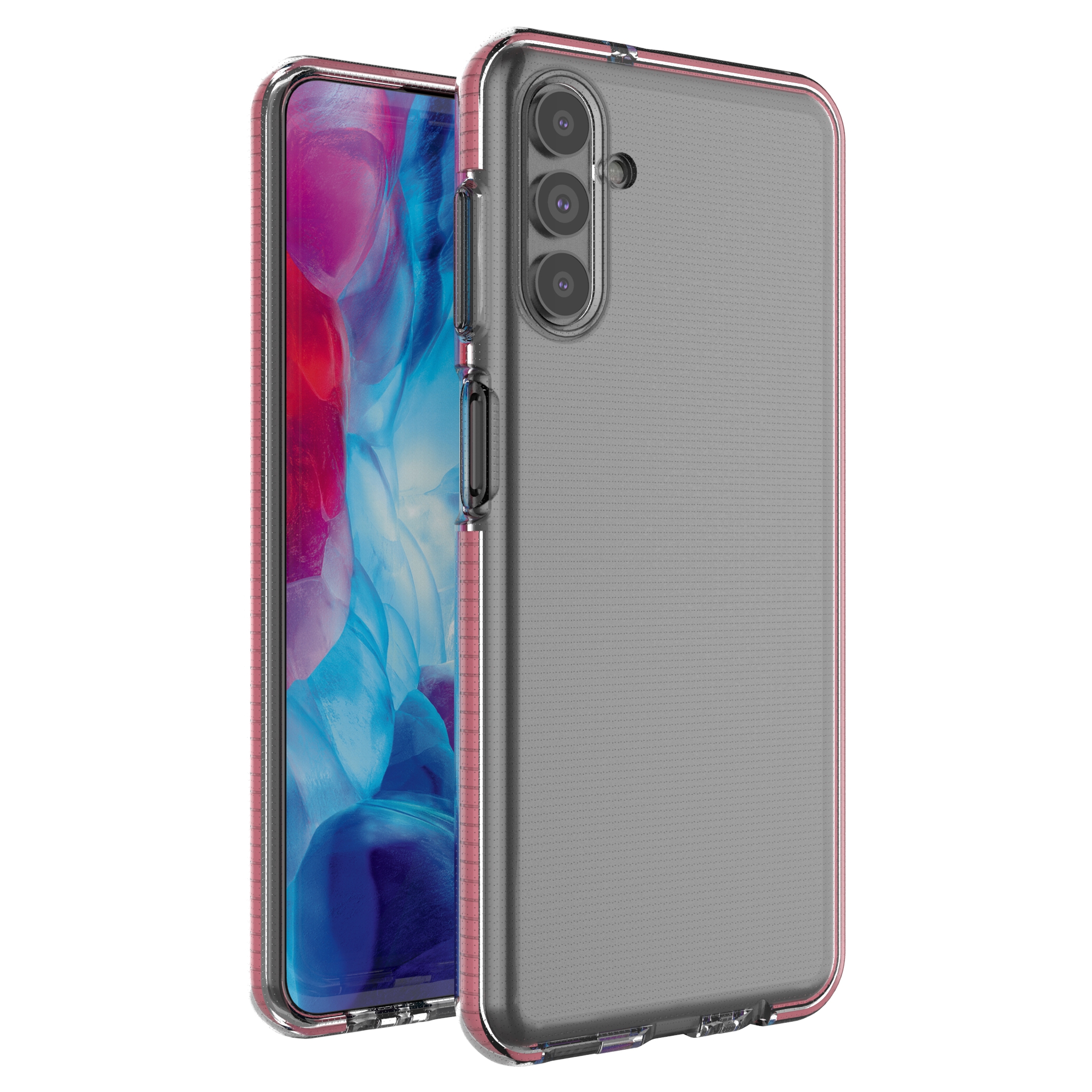 Spring dėklas telefonui gelinis dėklas su spalvotu rėmeliu Samsung Galaxy A13 5G šviesiai rožinė