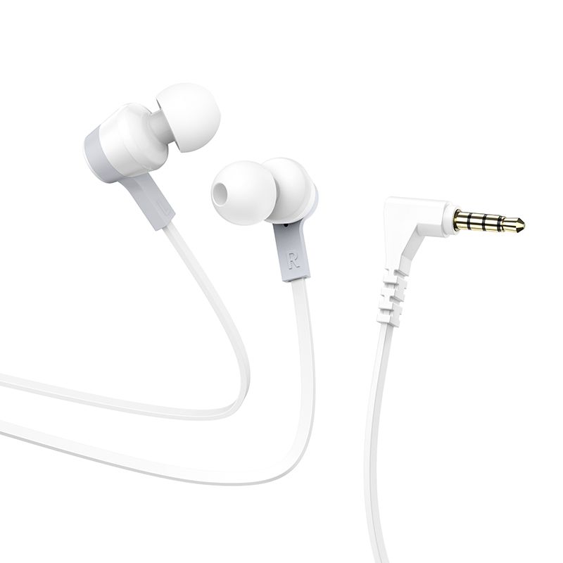 HOCO laidinės ausinės Jack 3,5 mm su mikrofonu M86 baltos