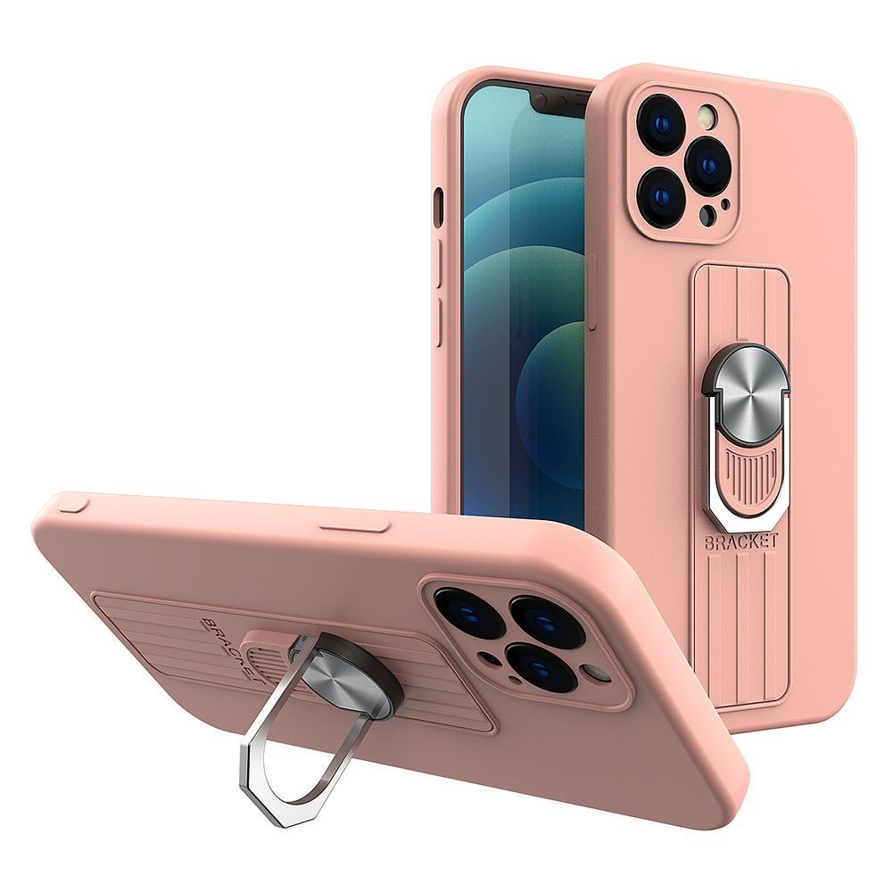 Ring Case силиконовый чехол с держателем для пальца и подставкой для Xiaomi Poco M4 Pro 5G розовый