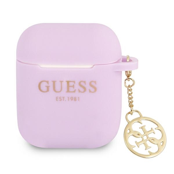 Guess GUA2LSC4EU AirPods 1/2 dėklas violetinė/violetinė silikoninis žavesys 4G kolekcija