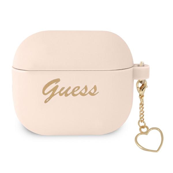 Guess GUA3LSCHSP AirPods 3 cover pink/pink Silicone Charm Heart Collection