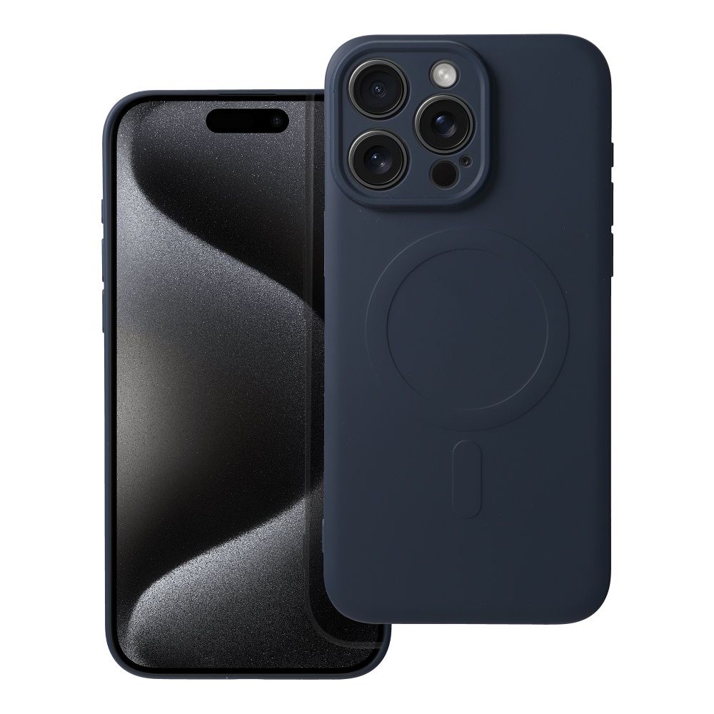 Чехол для iPhone 15 Pro Max силиконовый Mag Cover совместимый с MagSafe титановый синий
