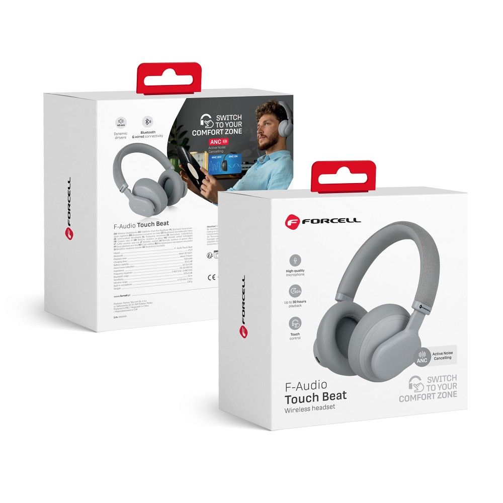 Forcell F-Audio Touch Beat беспроводные наушники bluetooth ANC серые