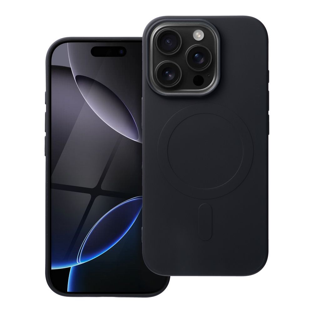Case for iPhone 16 PRO Silicone Mag Cover compatible with MagSafe (big hole) black