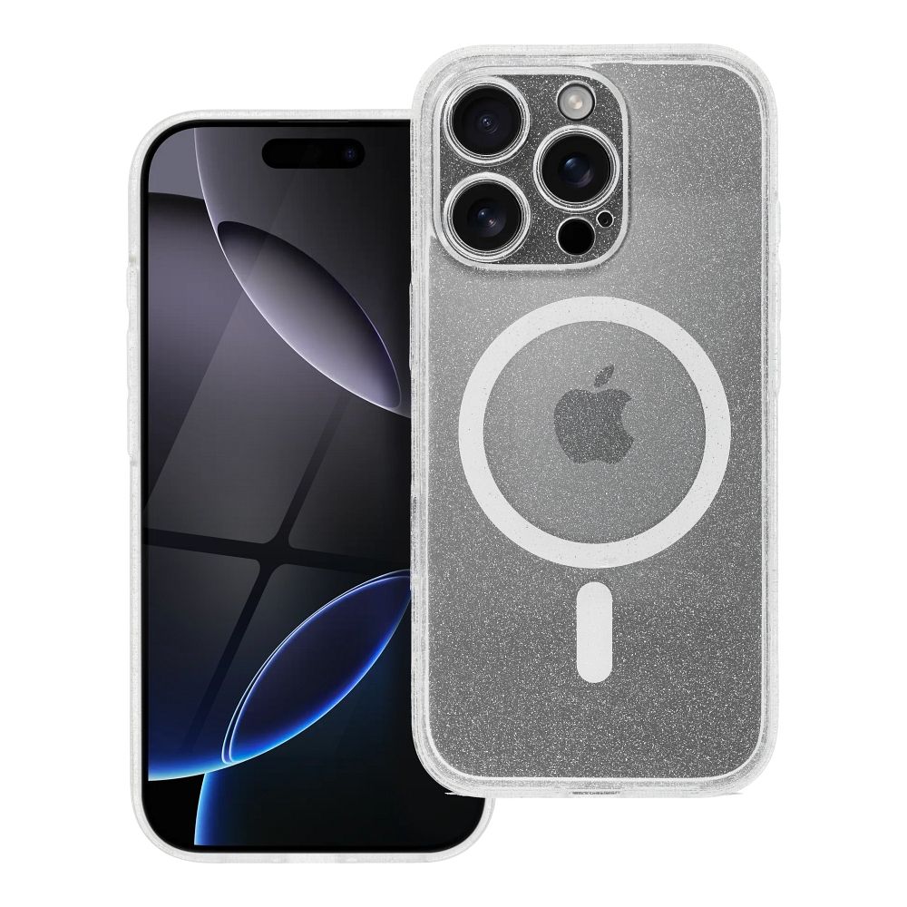Magnetinis skaidrus blizgantis dėklas telefonui CLEAR MAG COVER suderinamas su MagSafe, skirtas SAMSUNG S26 Edge