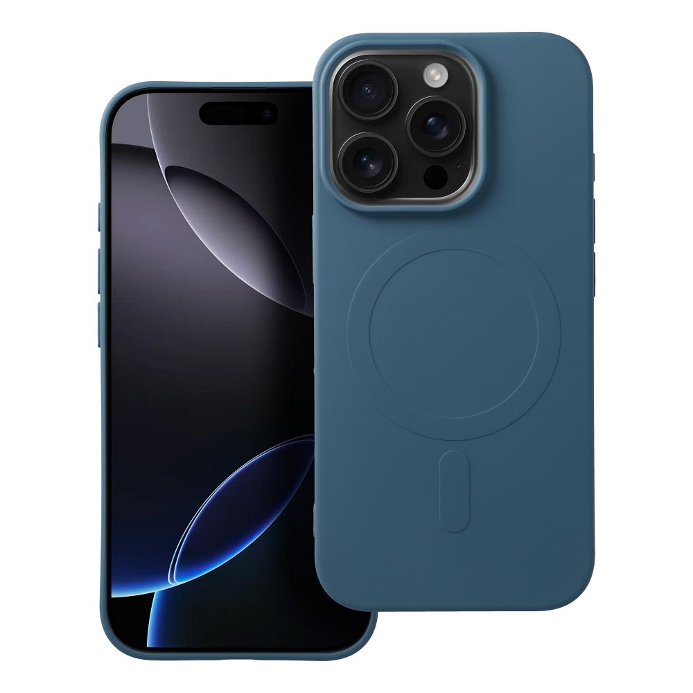 Case for iPhone 16 PRO Silicone Mag Cover compatible with MagSafe (big hole) blue