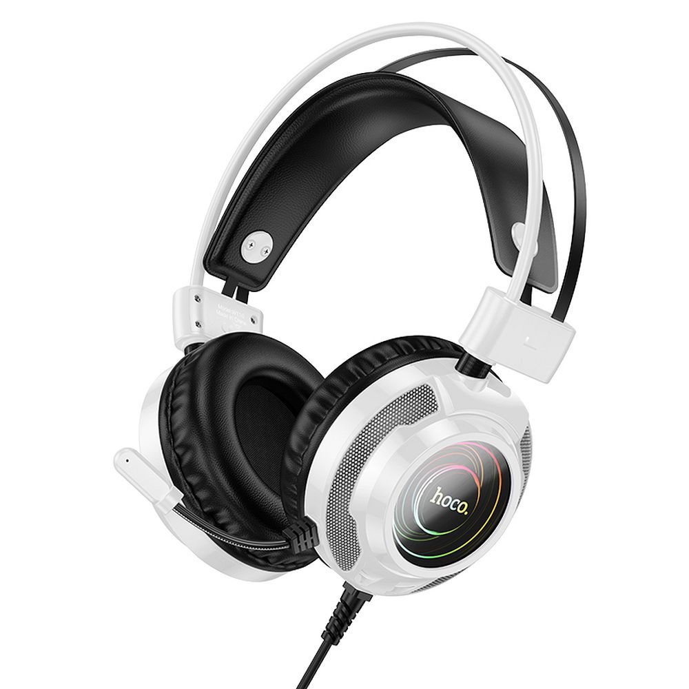 Wired Over-Ear Gaming Headphones USB-A + Jack 3.5mm Hoco 2m W110 White