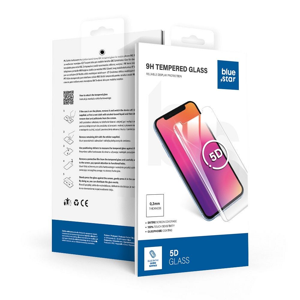 Apsauginis stiklas Blue Star - SAMSUNG A06 Visas veidas (pilnas klijavimas su rėmeliu/mažas dydis) - juodas Apsauginis stiklas Blue Star
