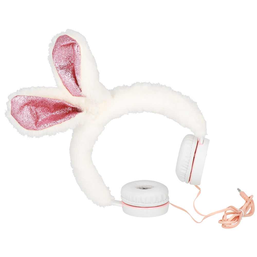 GJBY Plush Rabbit Headphones White