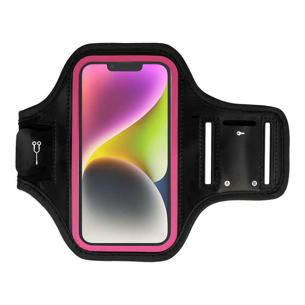 Dėklas telefonui SLIM Type 2 su apyrankės laikikliu (5,5 colio) juoda-pink