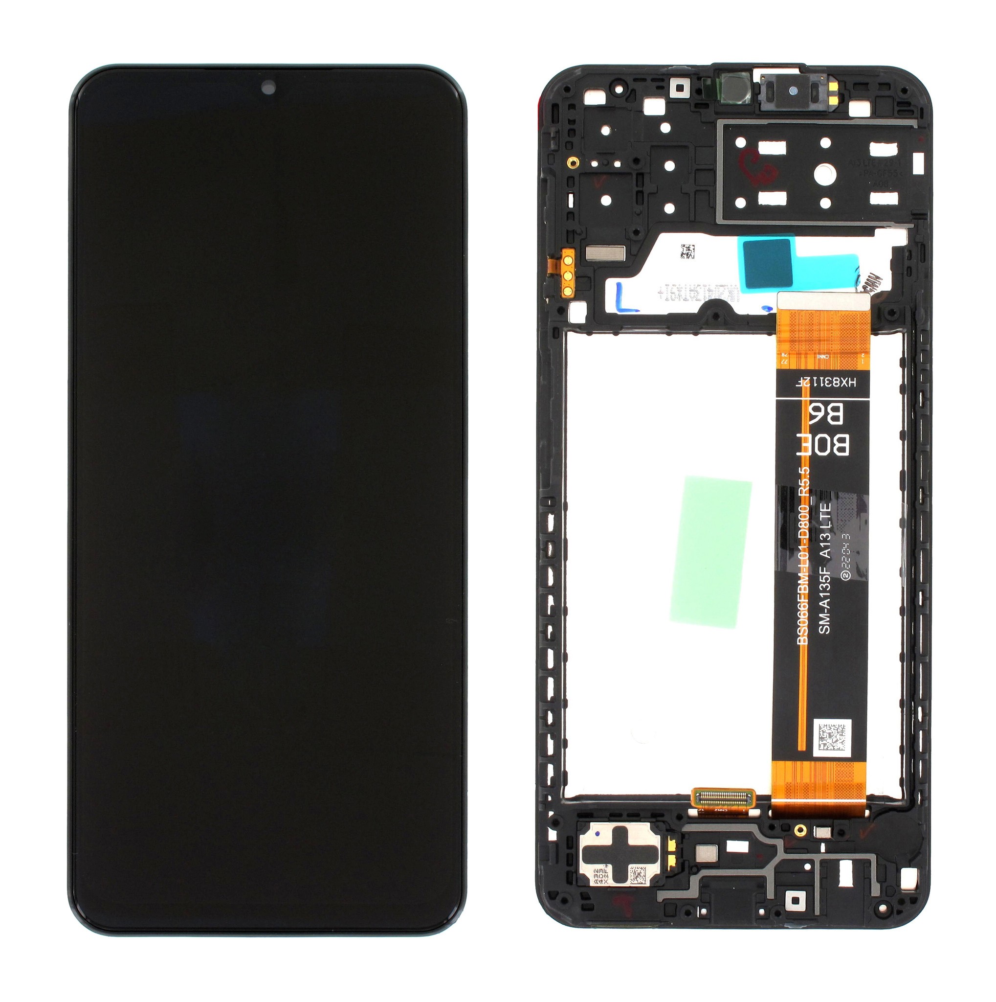 ЖК-экран Samsung A135 A13 4G с тачскрином и рамкой оригинал чёрный (сервисный пак)