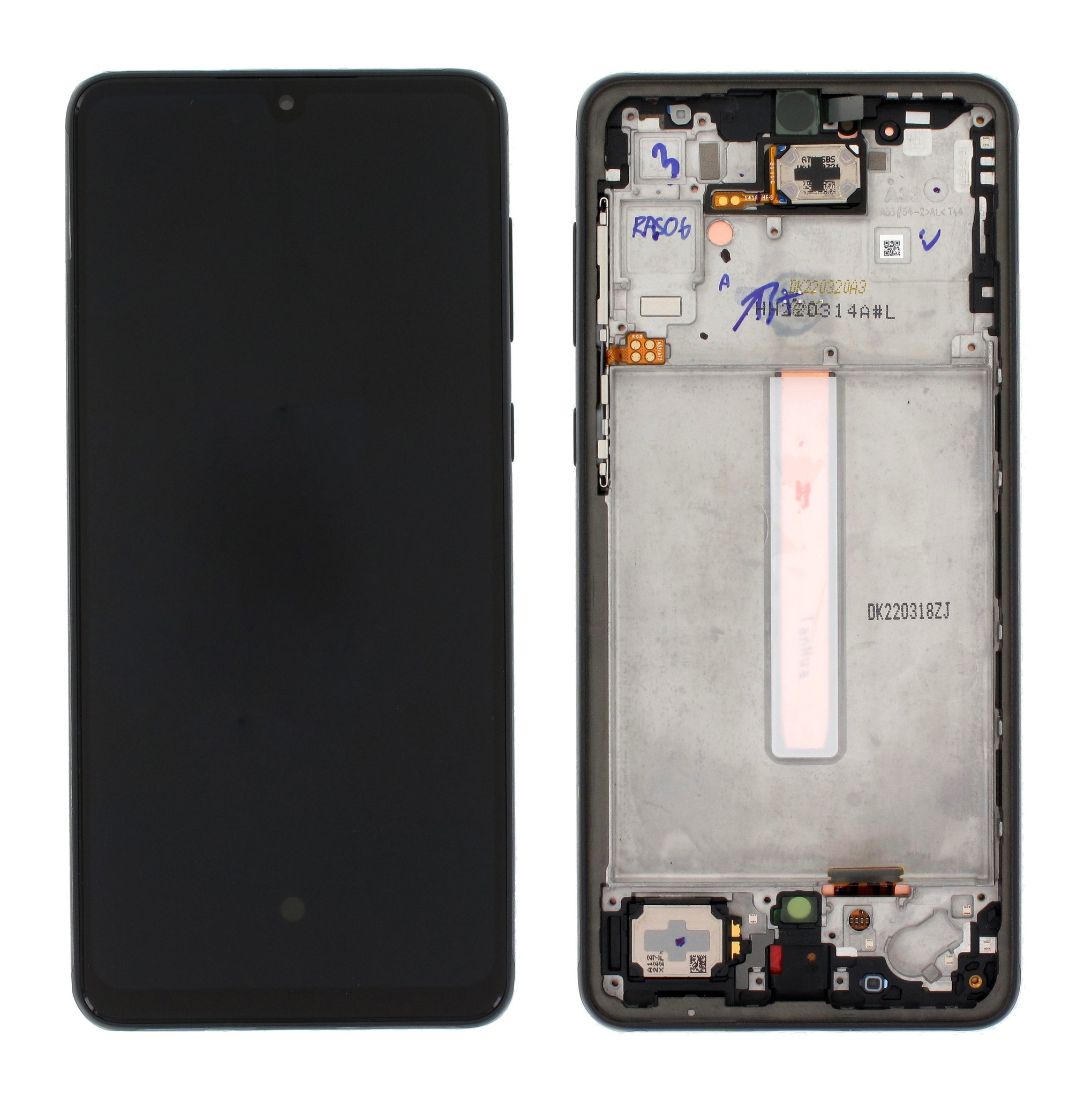 Ekranas Samsung A336 A33 5G su lietimui jautriu stikliuku ir rėmeliu originalus Awesome Black (service pack)