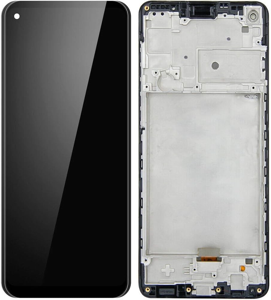 Ekranas Samsung A217F A21s su lietimui jautriu stikliuku ir rėmeliu Black ORG