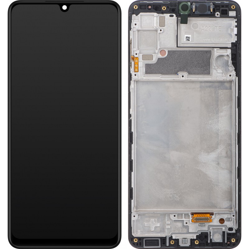 ЖК-экран Samsung A225 A22 4G с тачскрином и рамкой оригинал чёрный (сервисный пак)