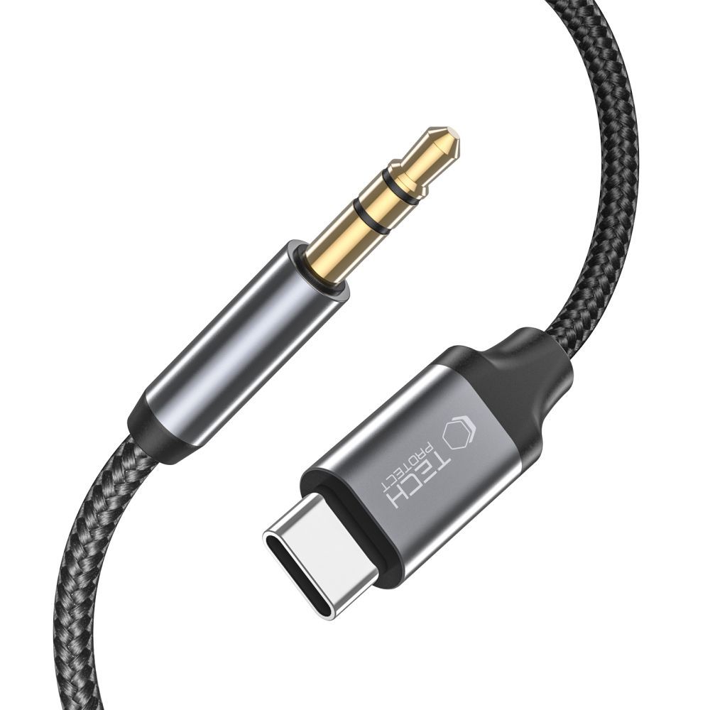 Tech-Protect UltraBoost аудио кабель USB-C 3.5mm mini jack 1м - чёрный