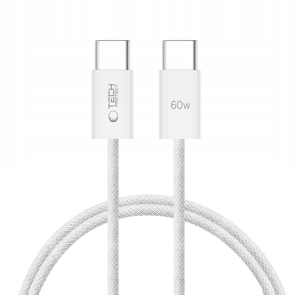Tech-Protect UltraBoost Classic USB-C / USB-C PD kabelis 60W 3A 1m - baltas
