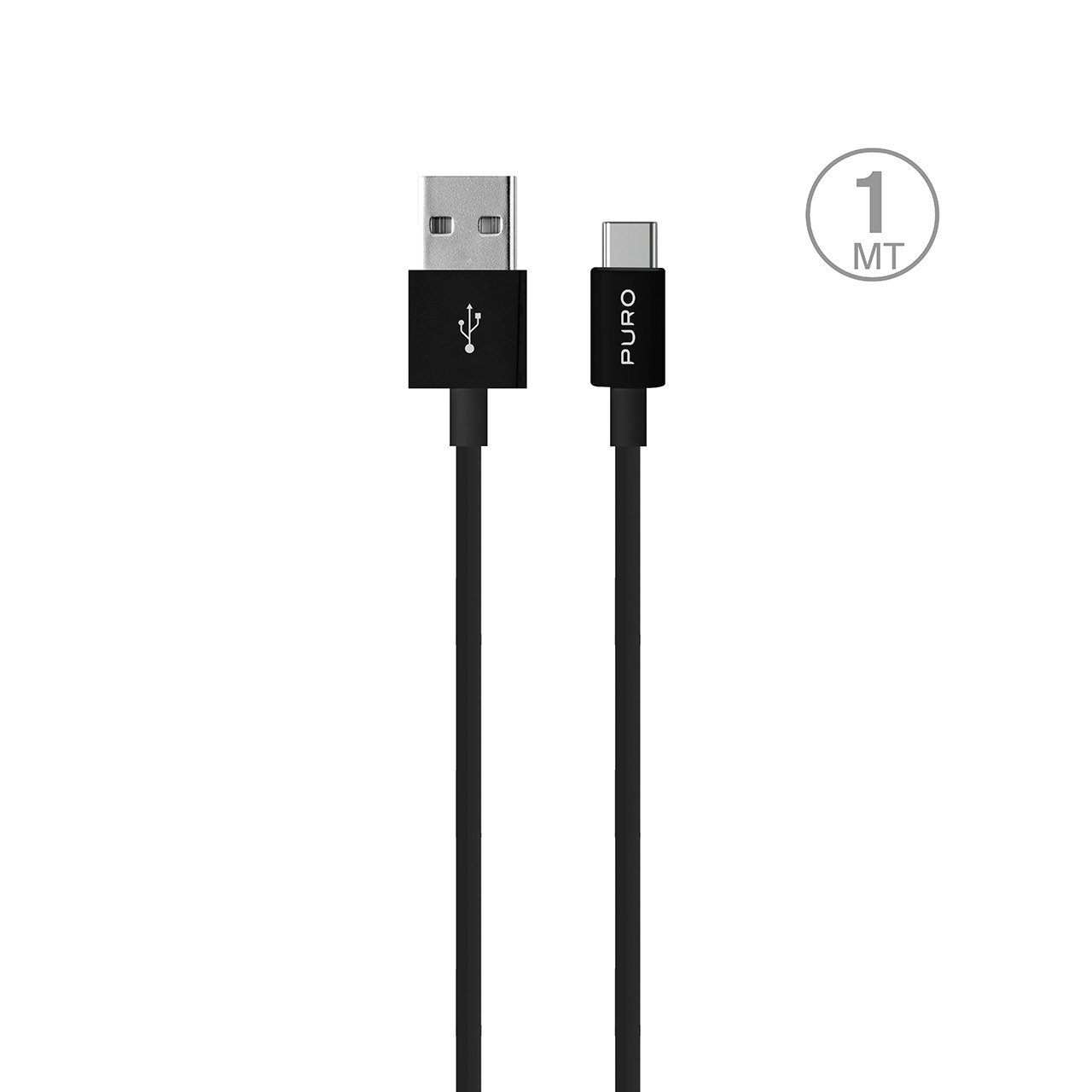 Puro White кабель USB-A USB-C 1м - чёрный
