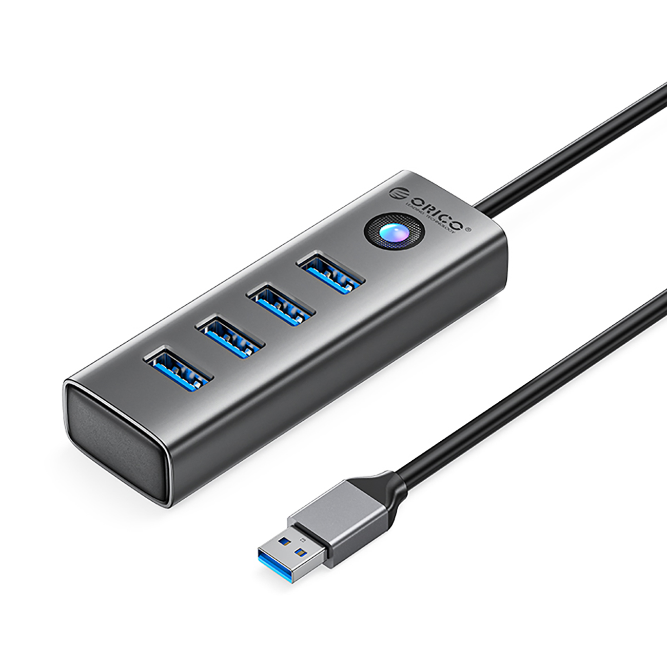 Hub Orico PDD4U-U3 4x USB-A 3.0 - pilkas