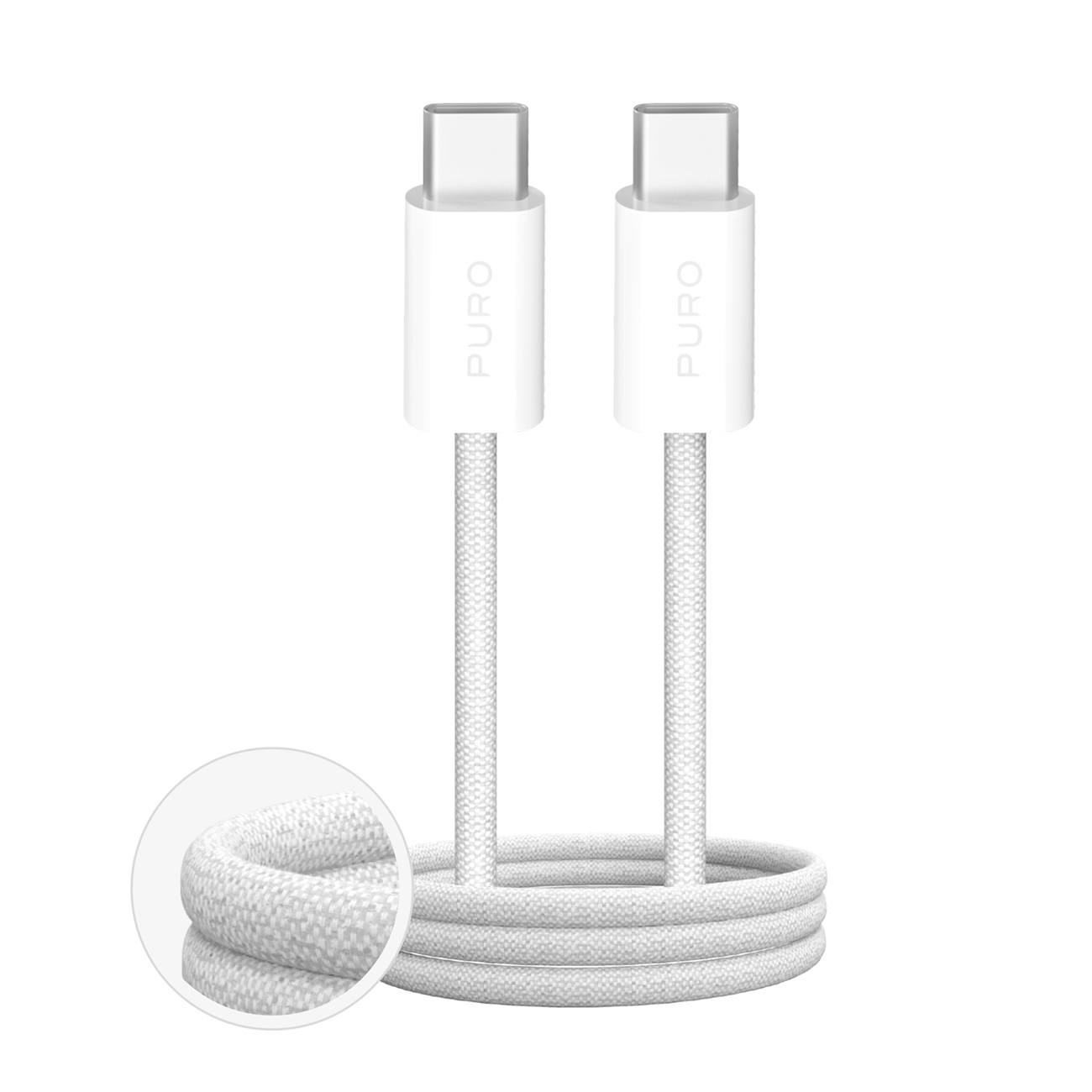 Puro Fabrik 4 60W Плетёный кабель USB-C - USB-C 2m - белый