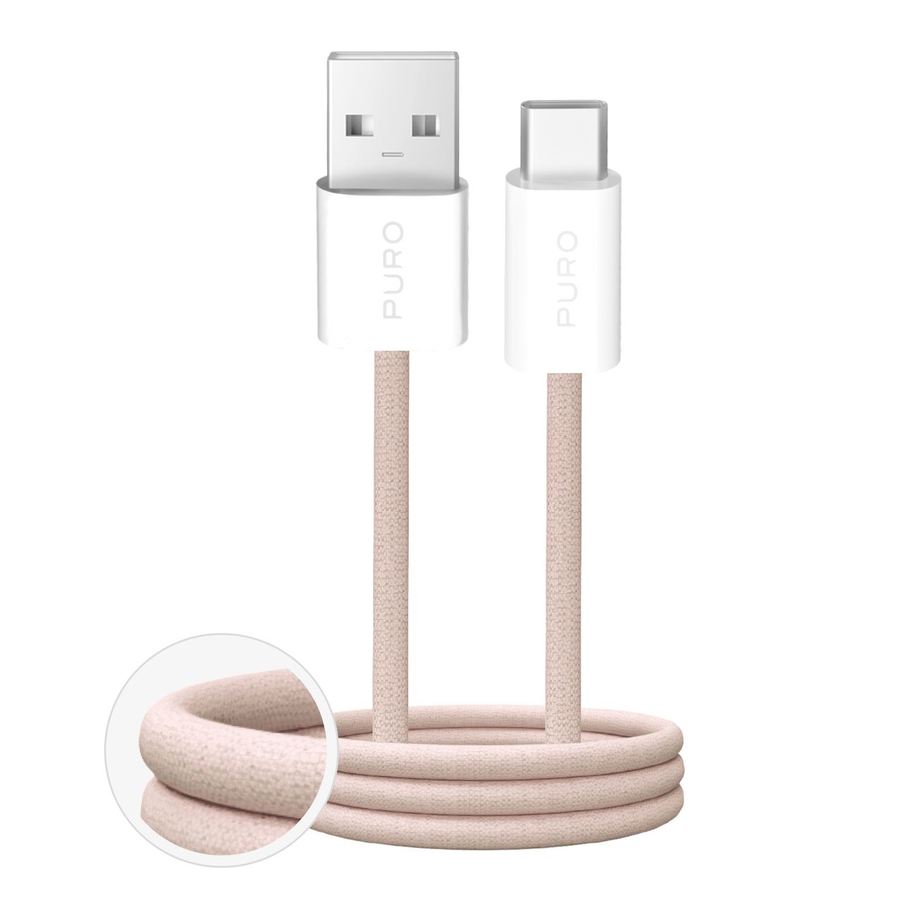 Puro Fabrik 10W Плетёный кабель USB-A - USB-C 1.5m - бежевый