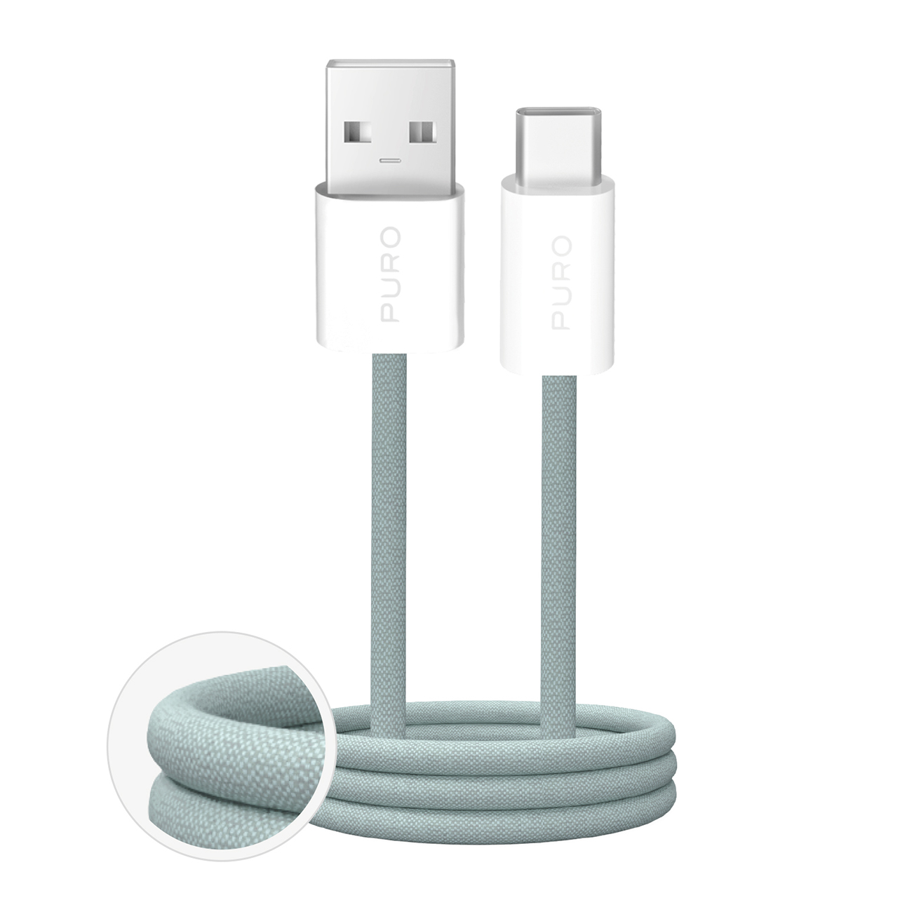Puro Fabrik 2.0 10W Плетёный кабель USB-A - USB-C 1.5m - зелёный