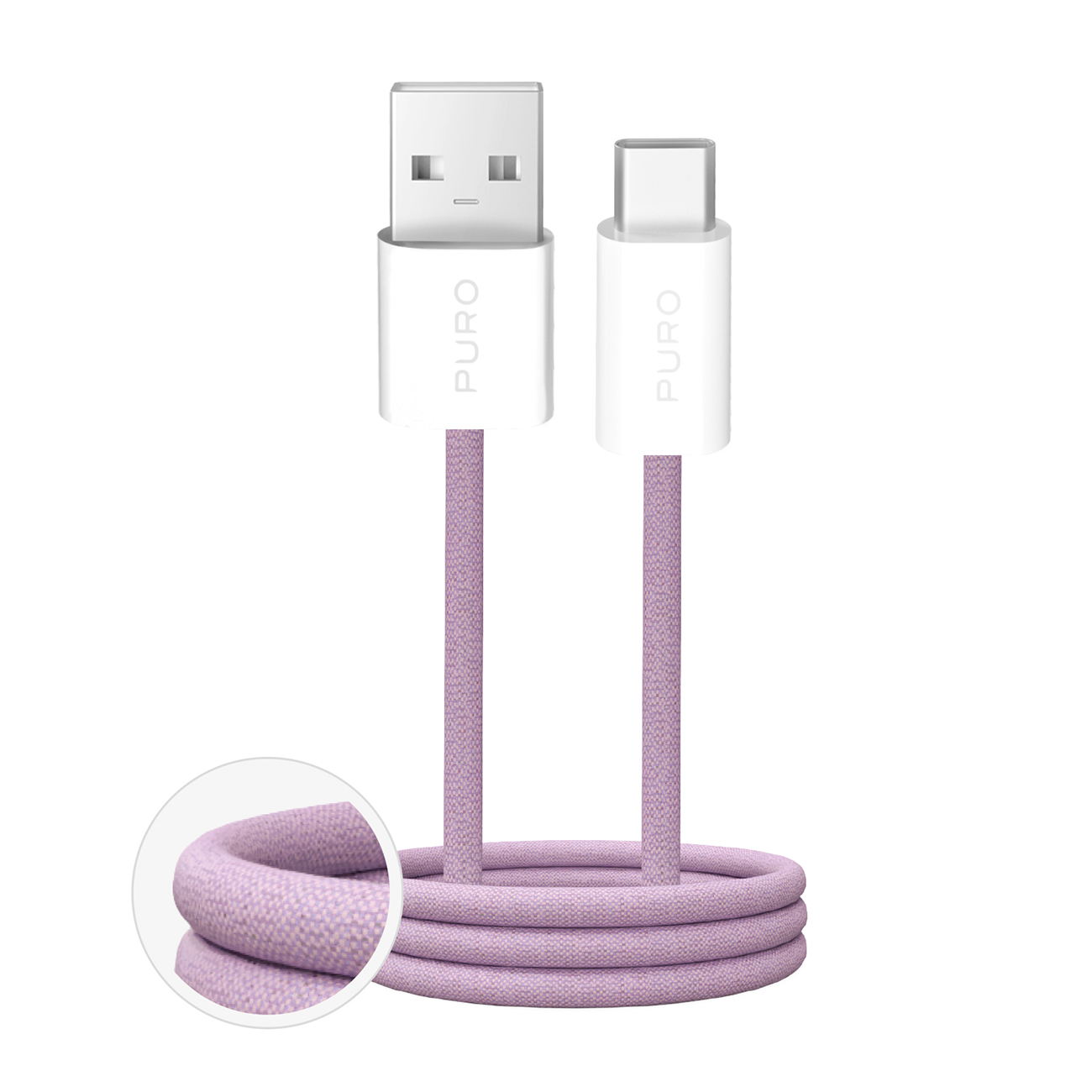 Puro Fabrik 2.0 10W Плетёный кабель USB-A - USB-C 1.5m - розовый