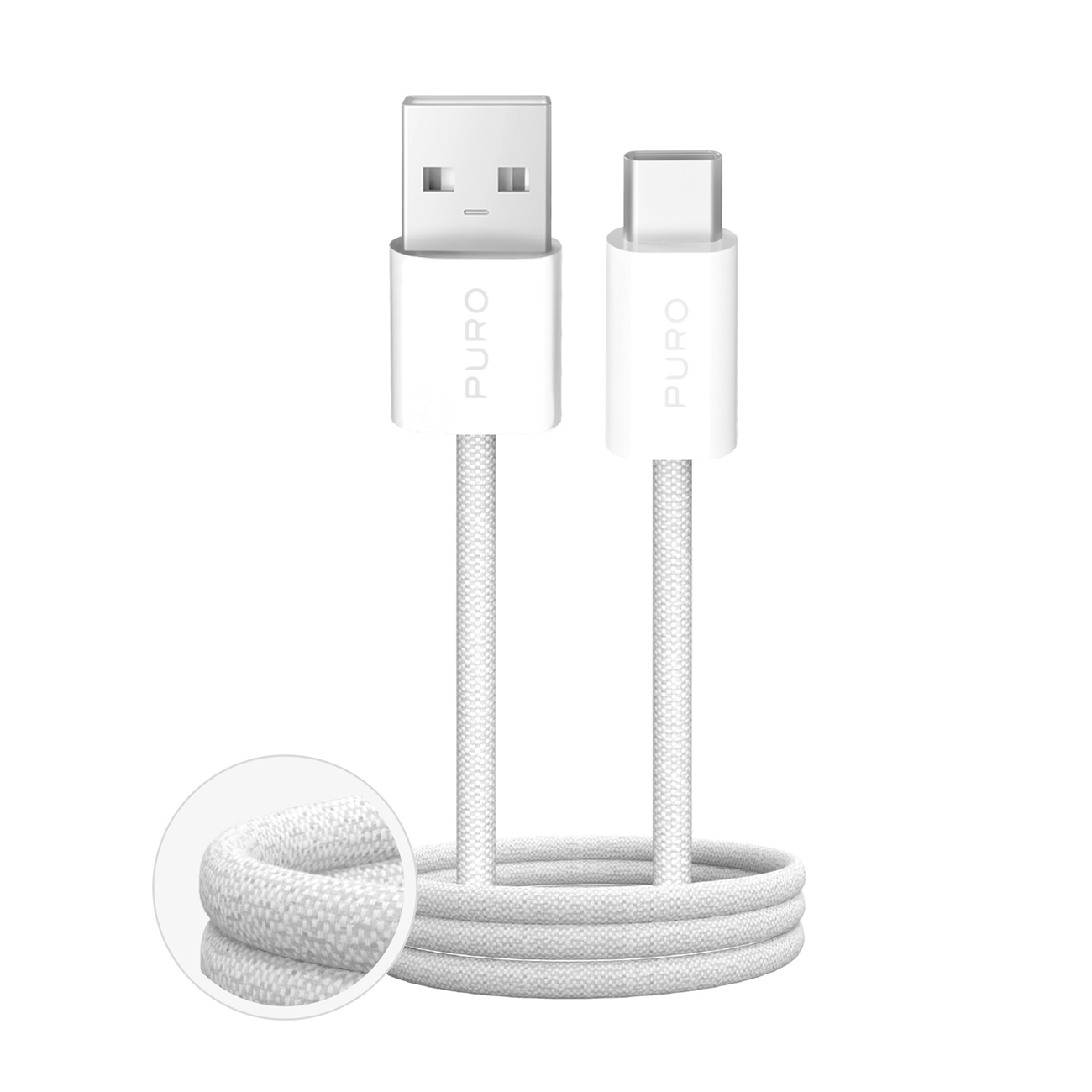 Puro Fabrik 2.0 10W Плетёный кабель USB-A - USB-C 1.5m - белый