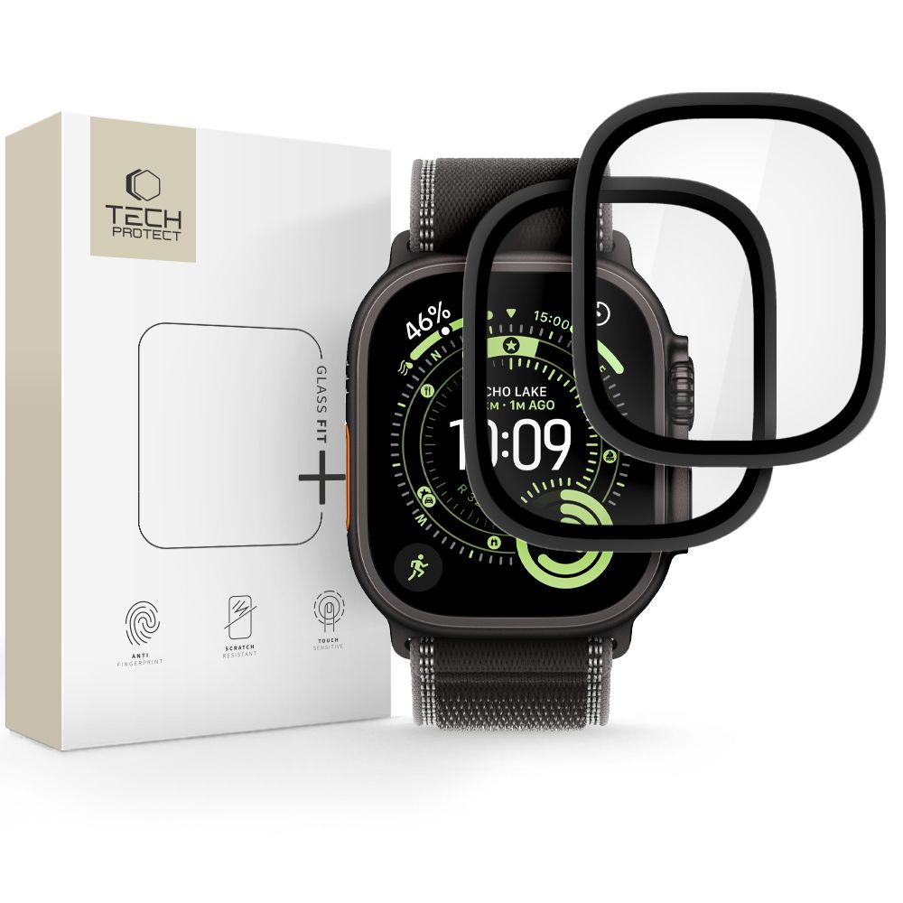 Tech-Protect Закалённое стекло 2 шт. для Apple Watch Ultra 49mm - чёрный
