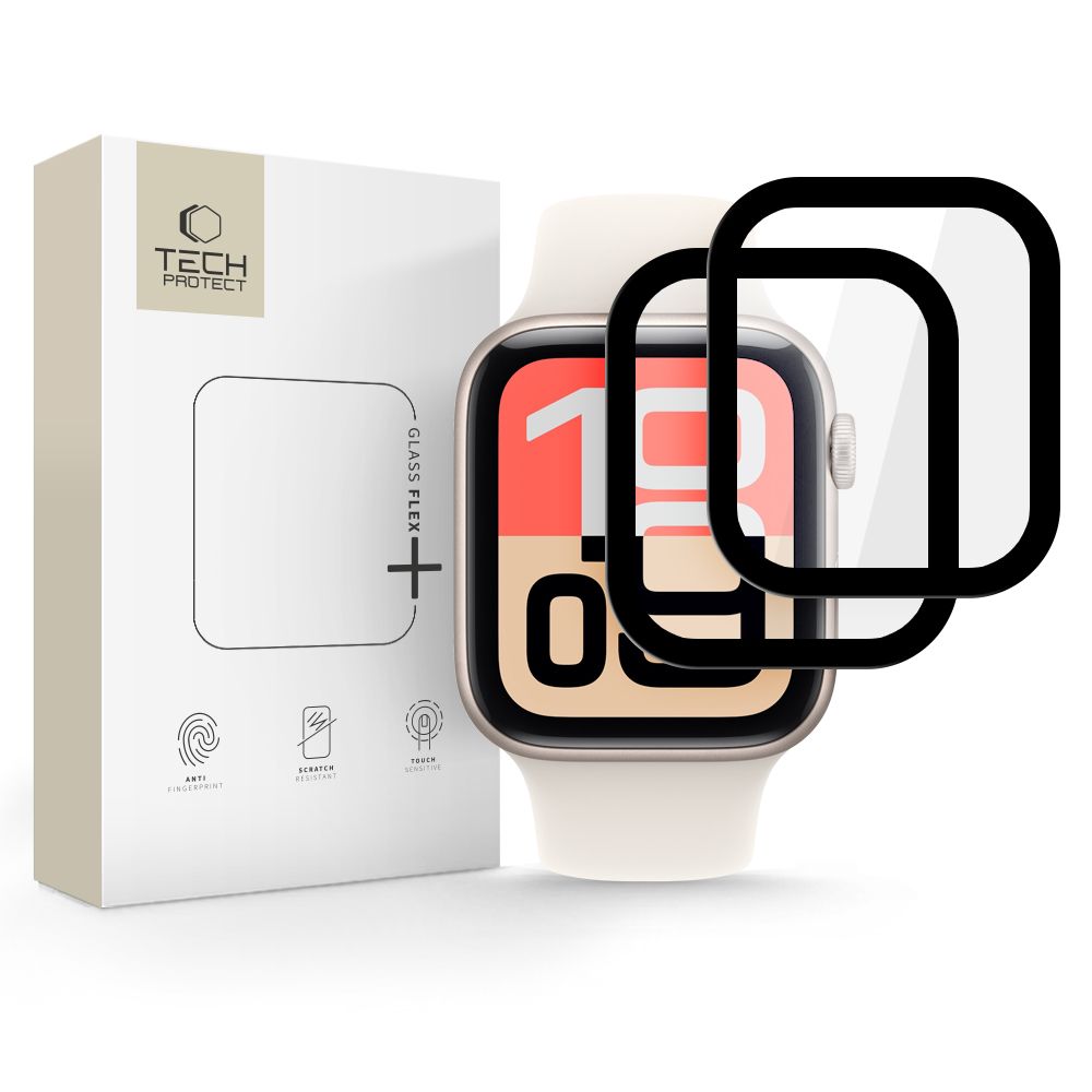 Защитное стекло Tech-Protect Glass Flex+ 2 шт. для Apple Watch 40mm - чёрное