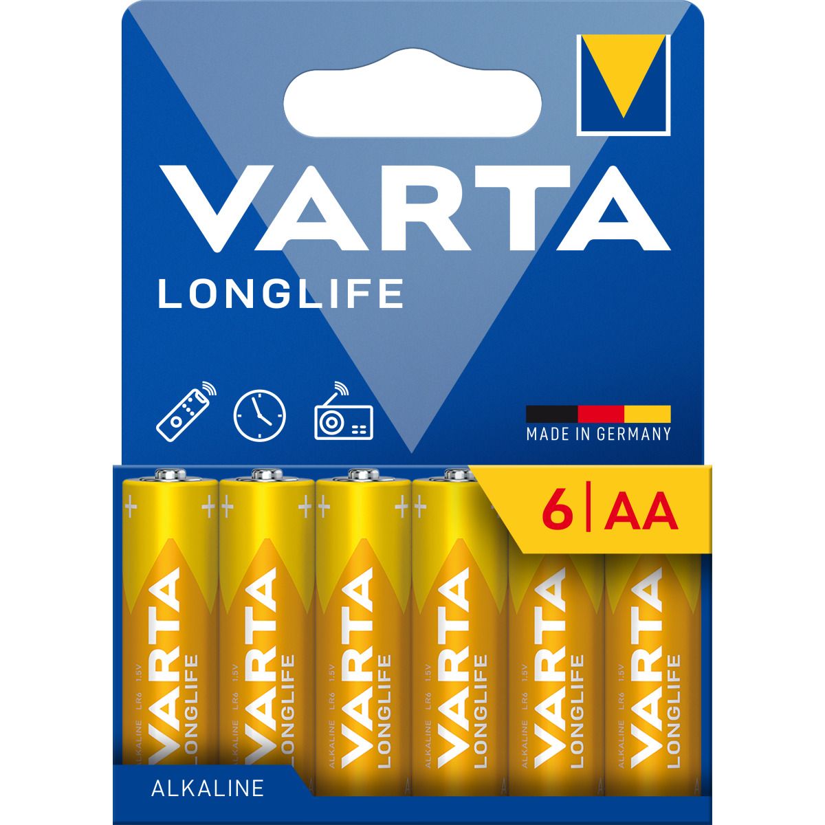 VARTA щелочная батарейка R6 (AA) Longlife 6 шт