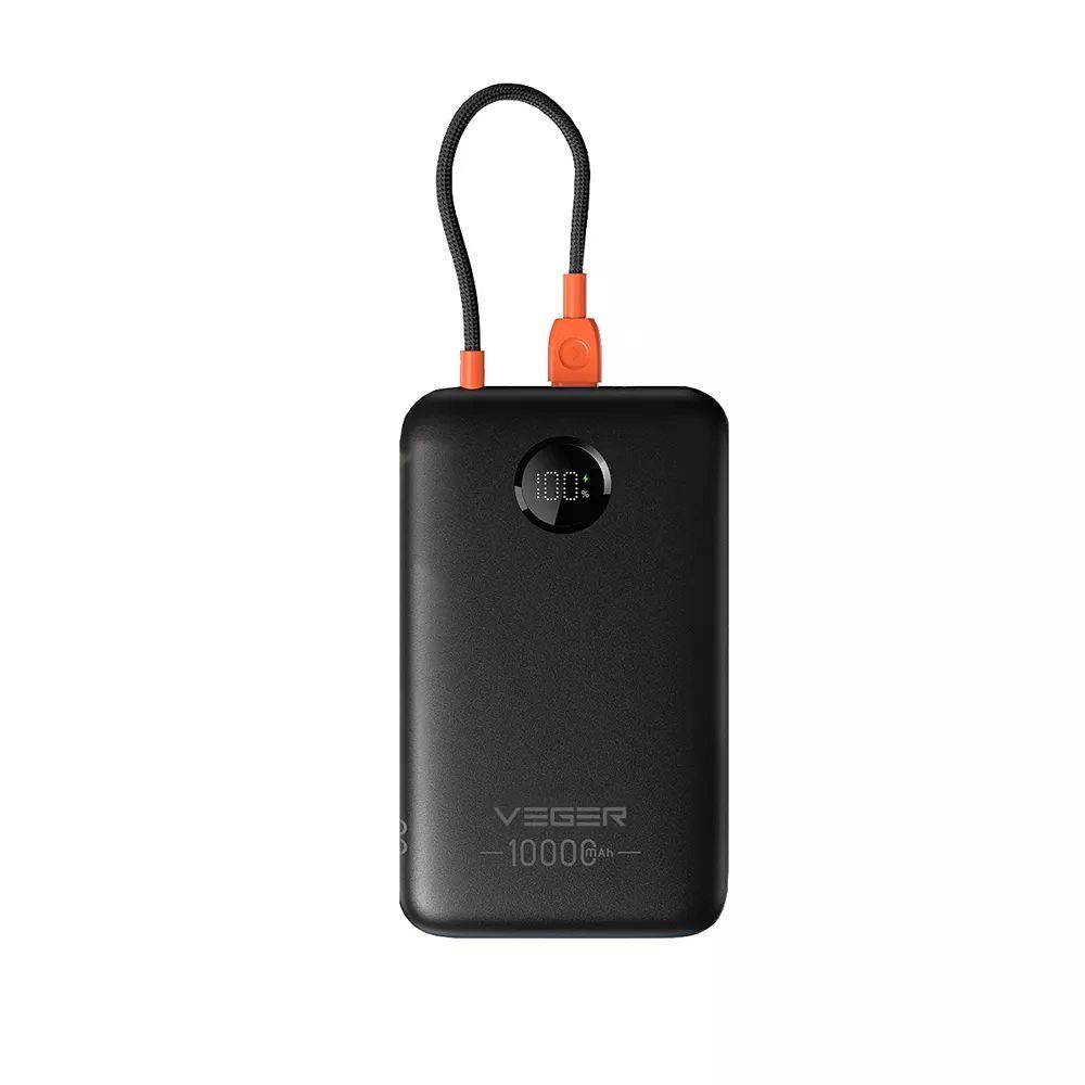 Powerbank Veger 10000 mAh with built-in cable USB C QC3.0 PD 2A 22,5W K1C W1189 black