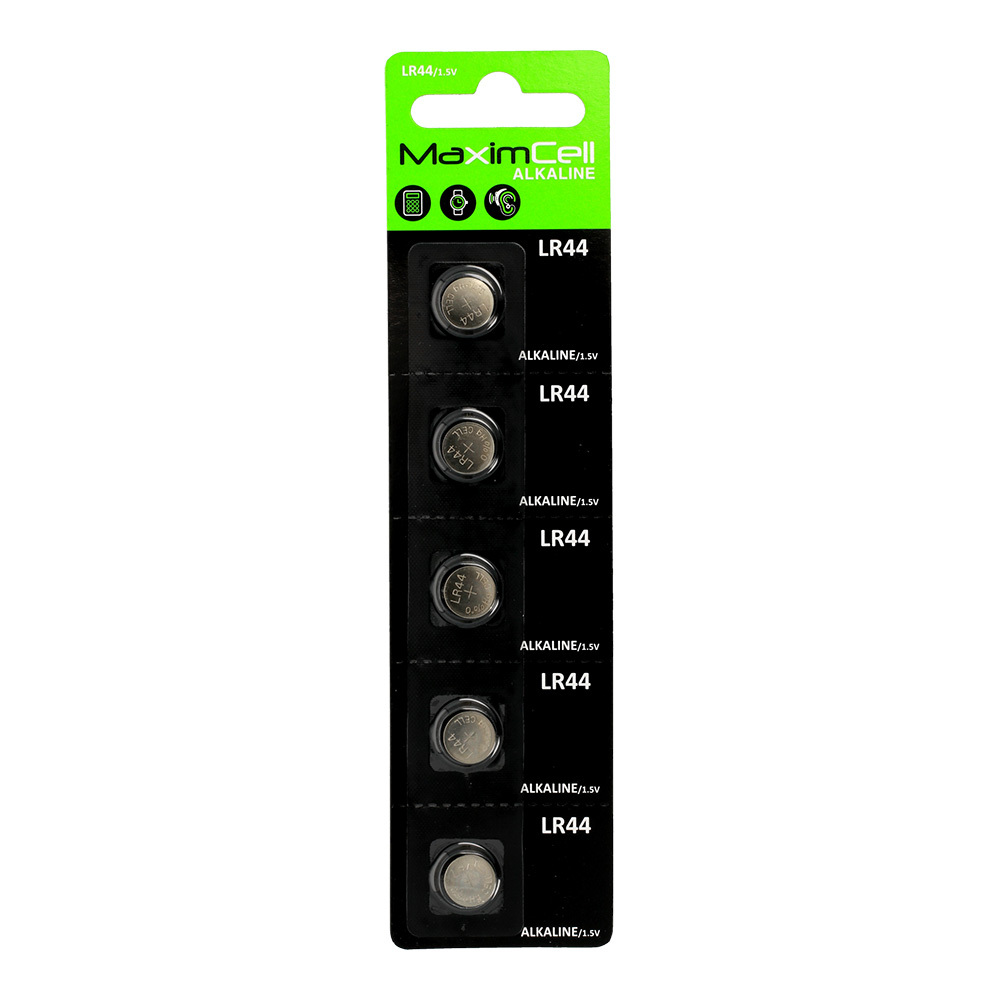 MaximCell šarminės baterijos LR44 – 5 vnt.