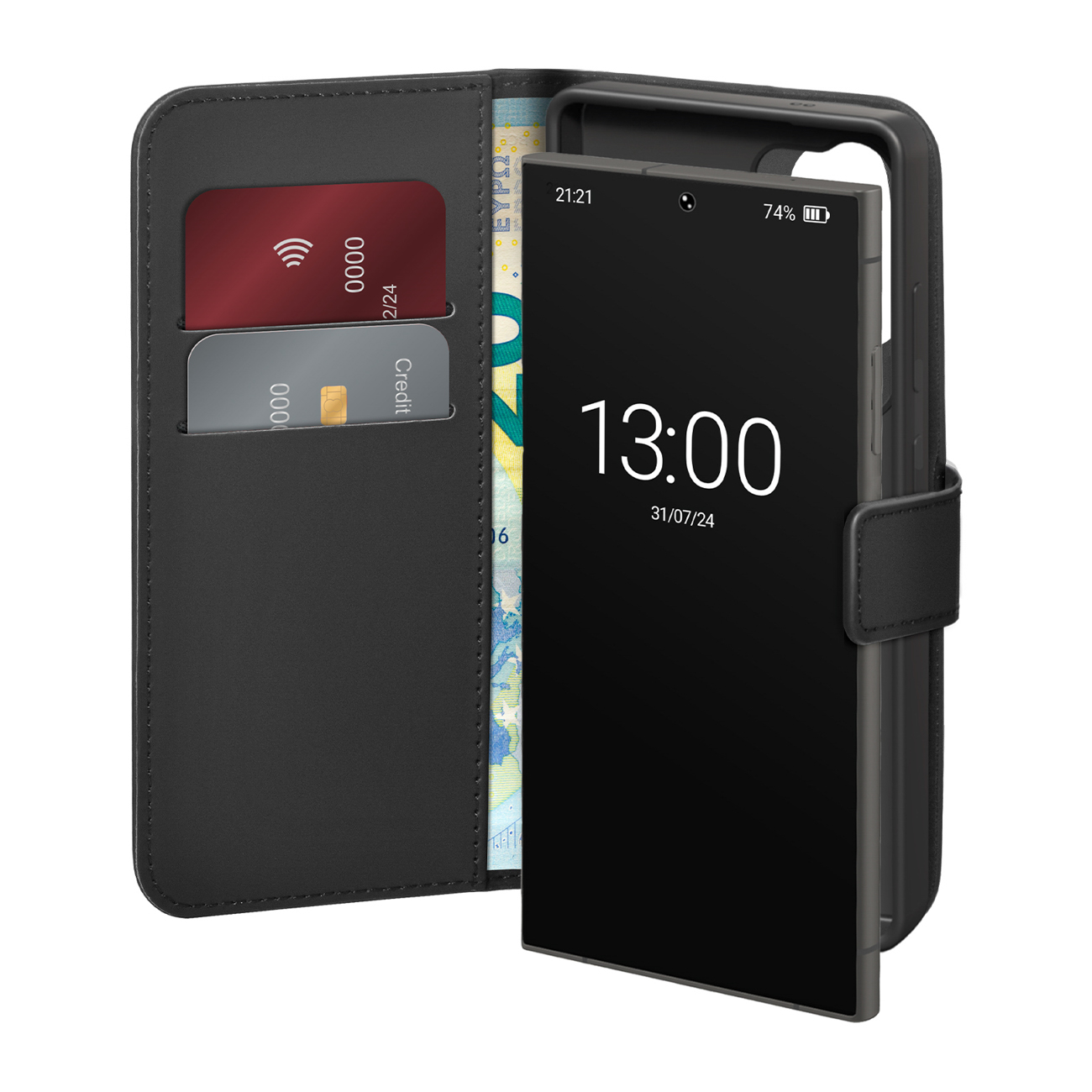 Puro Eco-Leather dėklas skirtas Samsung Galaxy S26 Ultra su piniginėle - juodas