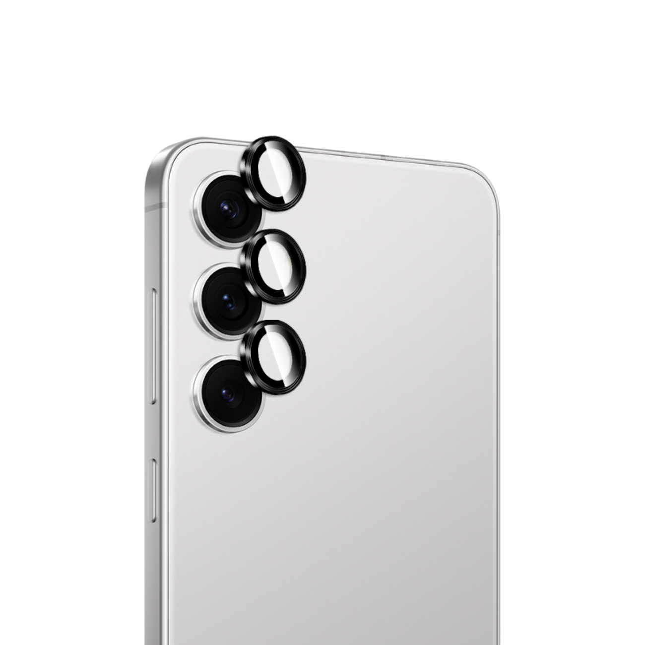 Puro grūdintas stiklas galinei kamerai skirta Samsung Galaxy S26 ir S26 Plus su juodu rėmeliu