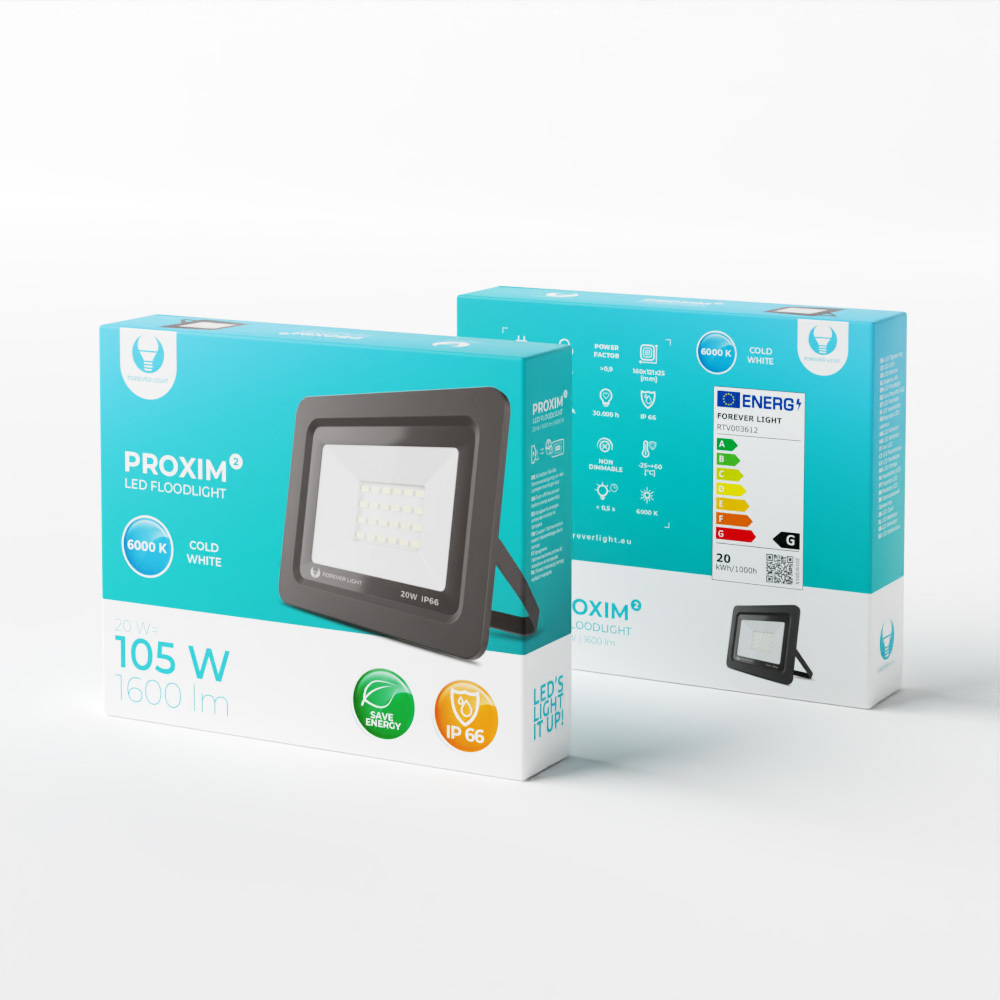 Forever Light LED Prožektorius PROXIM II 20W 6000K IP66