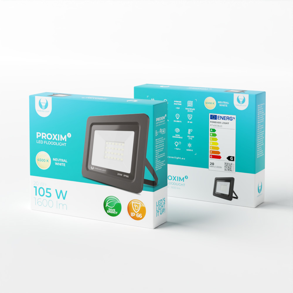 Forever Light LED Prožektorius PROXIM II 20W 4500K IP66