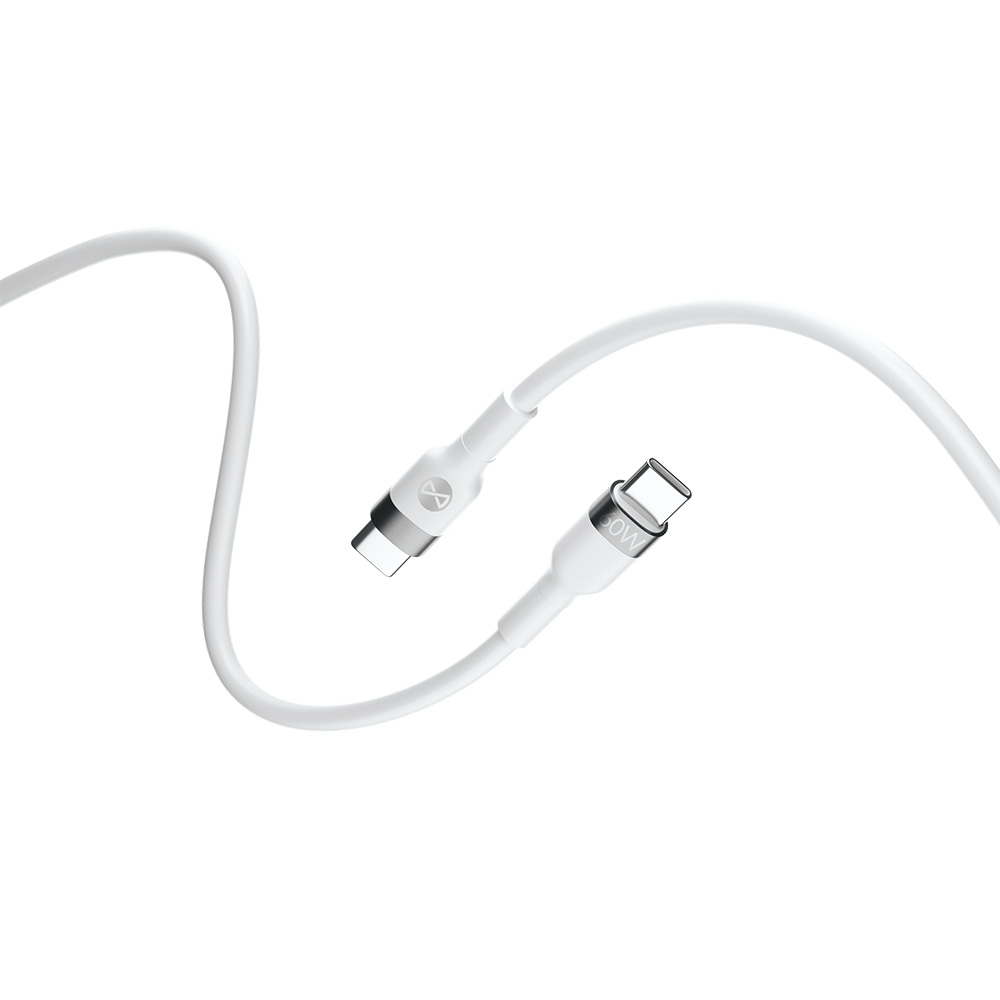"Forever" lankstus kabelis USB-C - USB-C 2,0 m 60W baltas