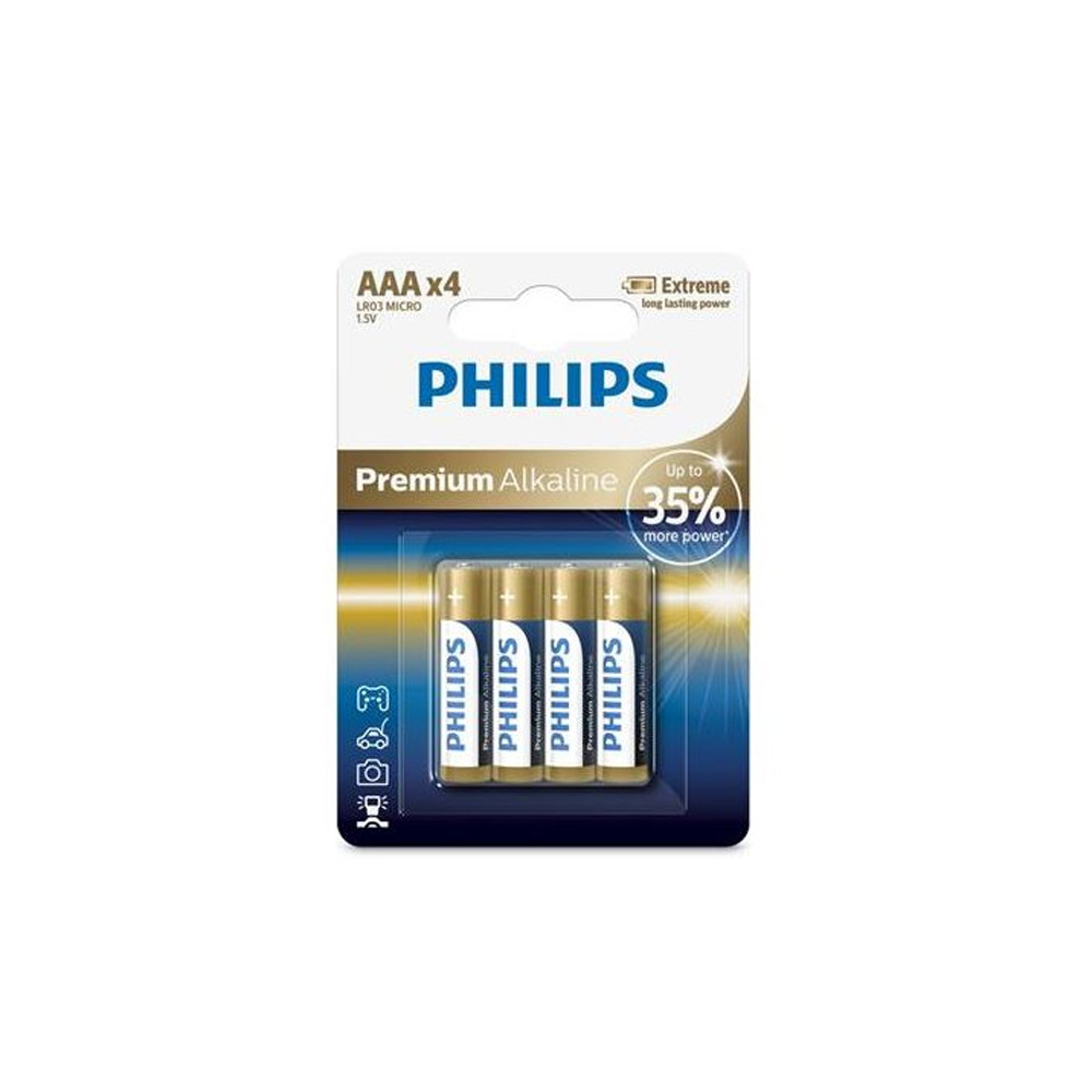 Батарейки PHILIPS AAA LR03 4 шт. блистер Premium Alkaline