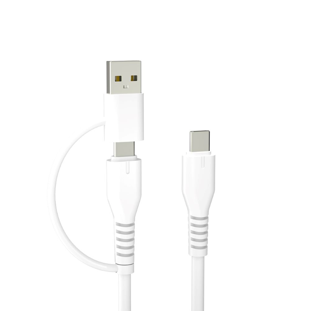 Forever recycling кабель 2в1 1,5m 3A USB-C - USB-C + USB-A KR2W1-00 белый