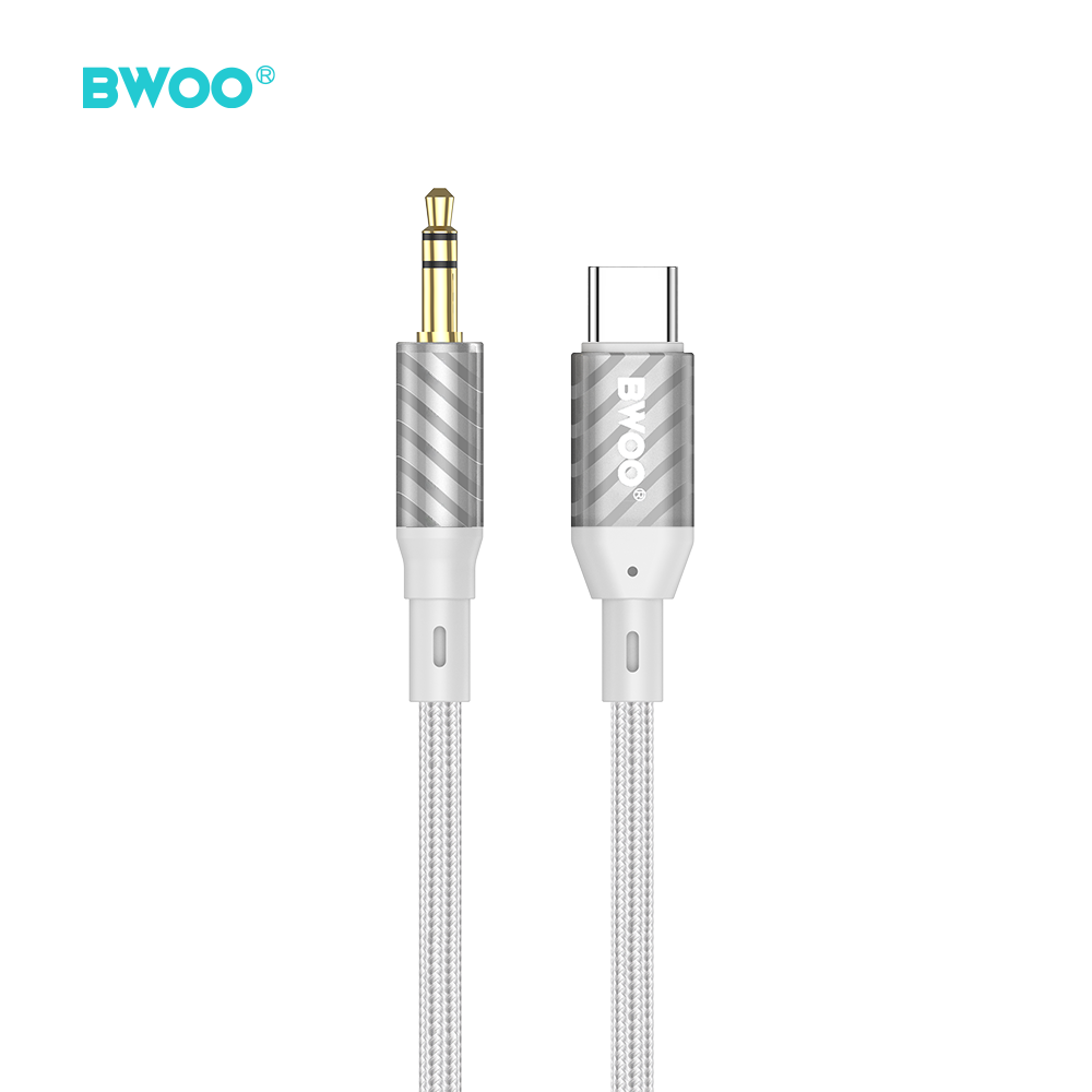 Audio adapteris Bwoo (AUX074) iš USB-C į 3,5mm 1m sidabrinis