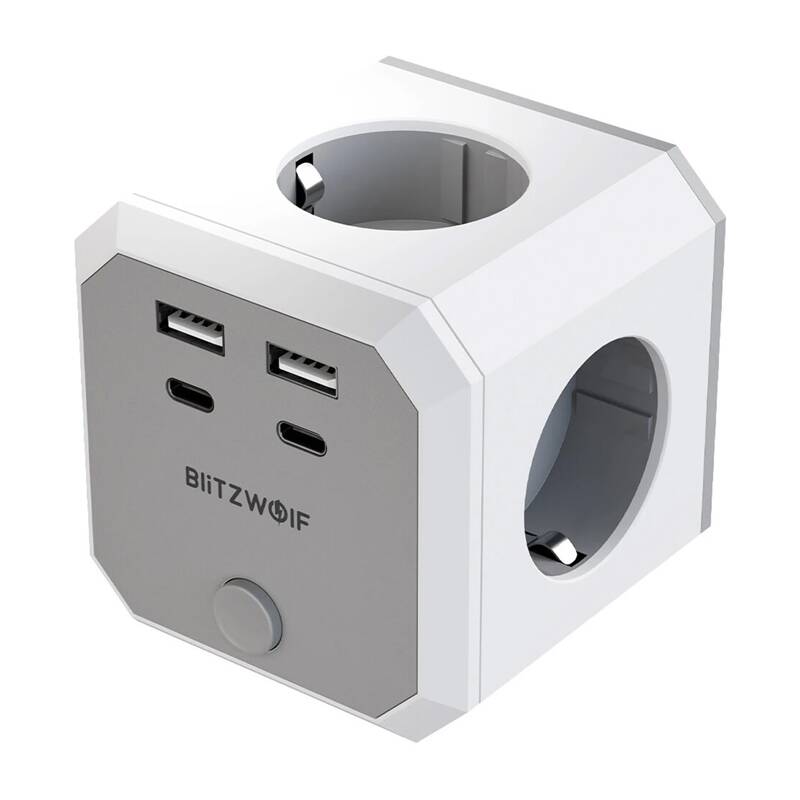 BlitzWolf BW-EC2 8-в-1 Power Cube (4xAC / 2x USB-A / 2x USB-C)