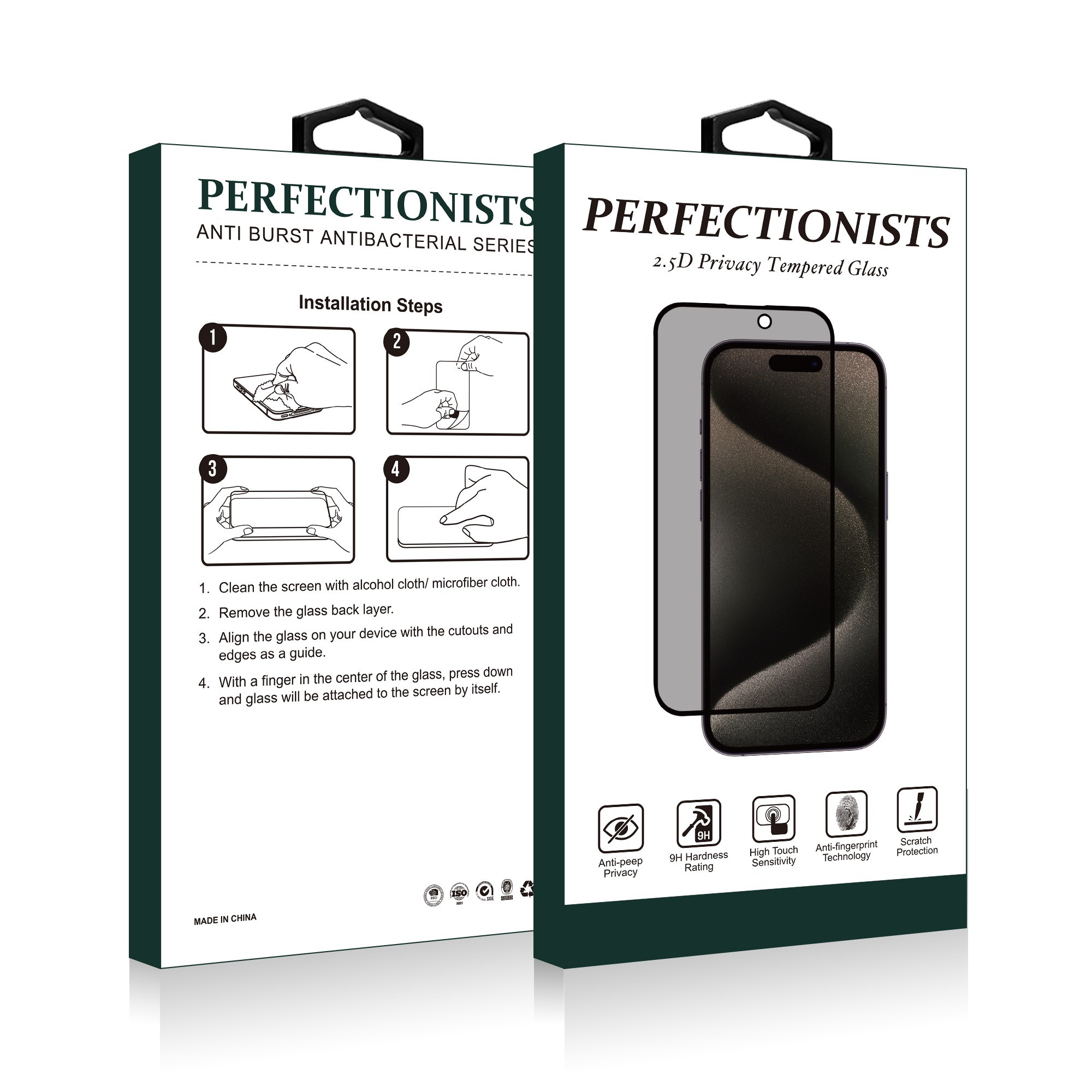 Tempered glass 2.5D Privacy Perfectionists Samsung S942 S26 black