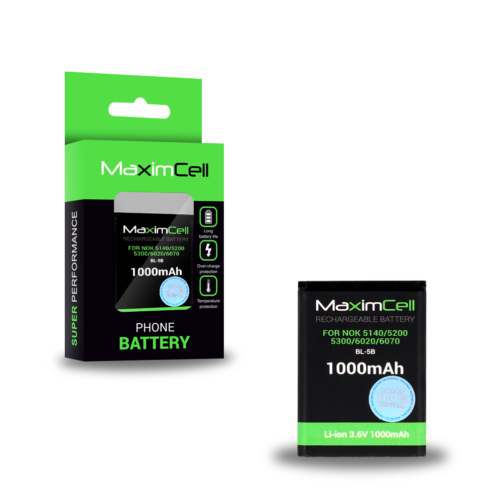 Maximcell baterija skirta Nokia 5140/5200/5300/6020/6070 BL-5B 1000mAh Li-ion