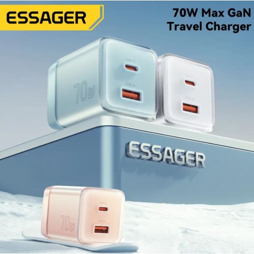 Įkroviklis Essager Color baltas 70W (PD / QC3.0)