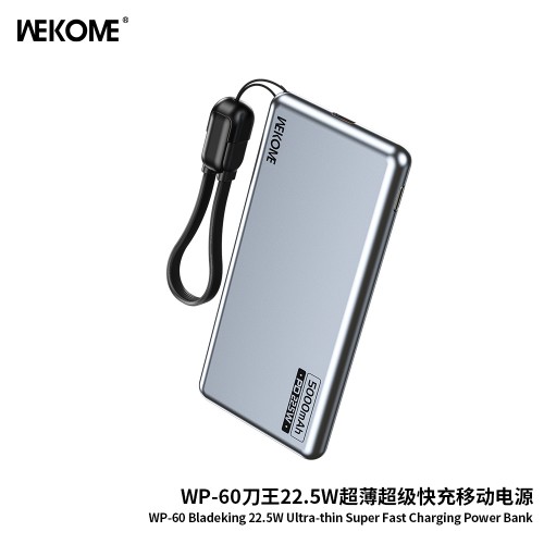 Išorinė baterija WK Design „WP-60“ mėlyna 5000mAh (22.5W)