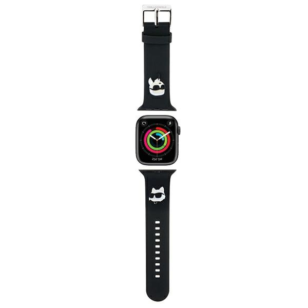 Karl Lagerfeld 3D резиновый ремешок Karl&Choupette Heads Apple Watch 42/44/45/49mm - черный