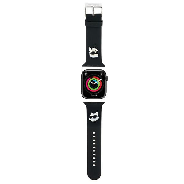 Karl Lagerfeld 3D Rubber Karl ir Choupette Heads dirželis juodas skirtas Apple Watch 38/40/41mm