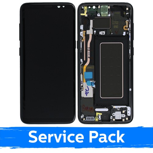 LCD Ekranas Samsung G950 S8 su rėmeliu Midnight Black (Service Pack)